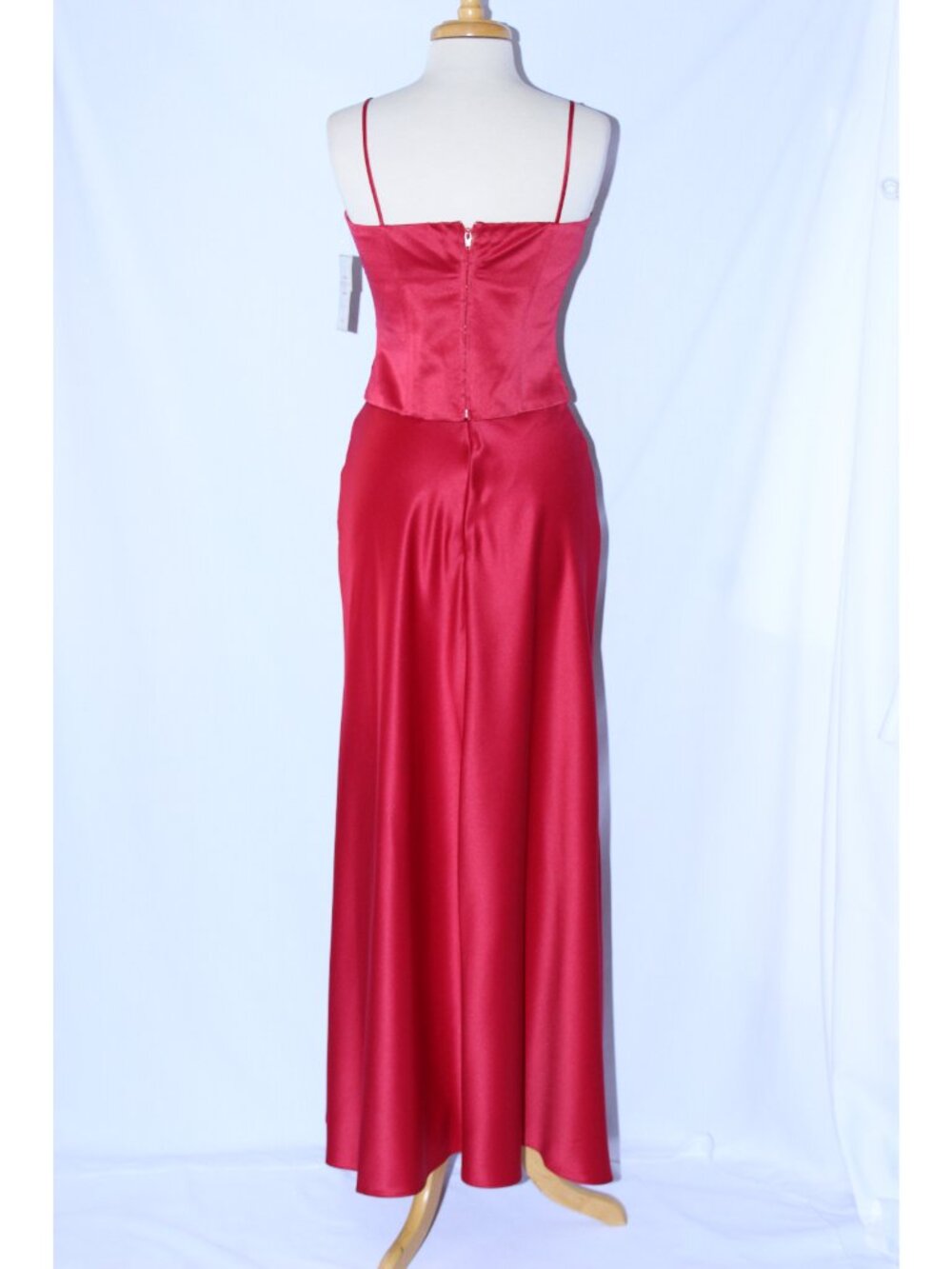 Polka #4060 Long Satin Two Piece Bridesmaid Dress - Size M-RED-NEW - Picture 2 of 5